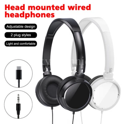 MARKENLOS Kopfhörer 3.5mm/USB C Kabel HiFi Sound Musik Stereo Kopfhörer Over Ear Headset