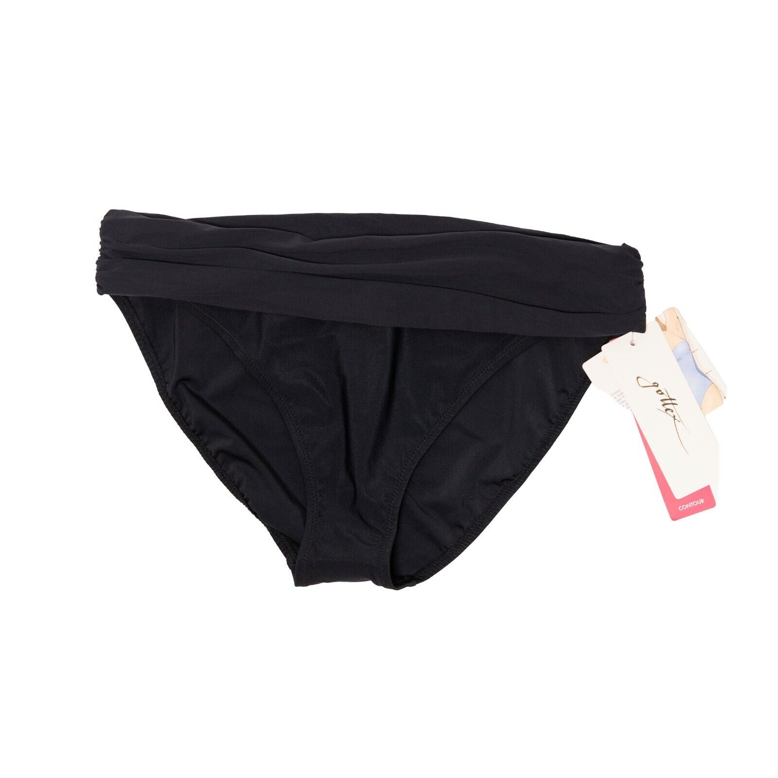 Profile by Gottex Fold Over Ruched Band Bikini Bottom Black Size 16 4768
