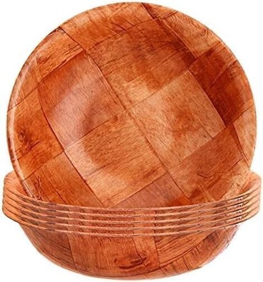 FONTEME 10-inch Wooden Serving Bowl | Round | Stackable | EZ To Wash | [6PK]
