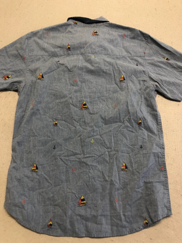 Camisa Walker Refinery Abotonada Para Hombre Mediana Estampado Náutico Cuello Informal Foto 3 de 4