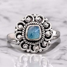 Neon Blue Apatite Solid 925 Sterling Silver Ring 8