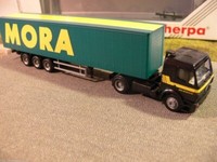 1/87 Herpa Mb Sk Mora Frankreich F Schiebeplanen-Sattelzug 142557