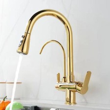 Filter Kitchen Faucet w/Drinking Water Faucet Brass Mixer Tap w/Pull Out Sprayer