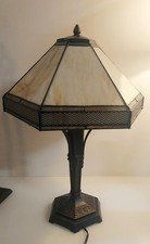 Tiffany-Style Table Lamp Mission-Design Art Glass Lighting 2 bulb sockets