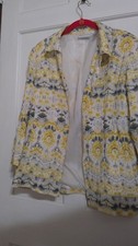 Alfred Dunner Open Jacket   Yellow, White  Gray   Size 20   Lined