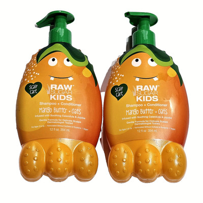 2 Pack Raw Sugar Kids Shampoo + Conditioner Mango Butter + Oats Scalp Care 12oz