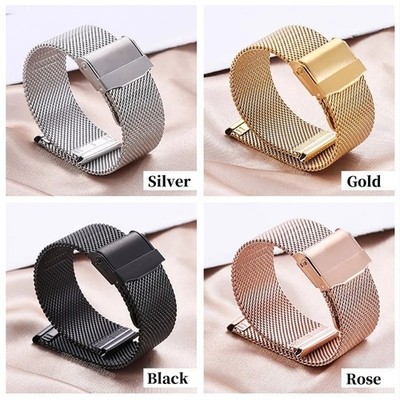 12 24mm Stainless Steel Mesh Metal Watch Strap Band Unisex