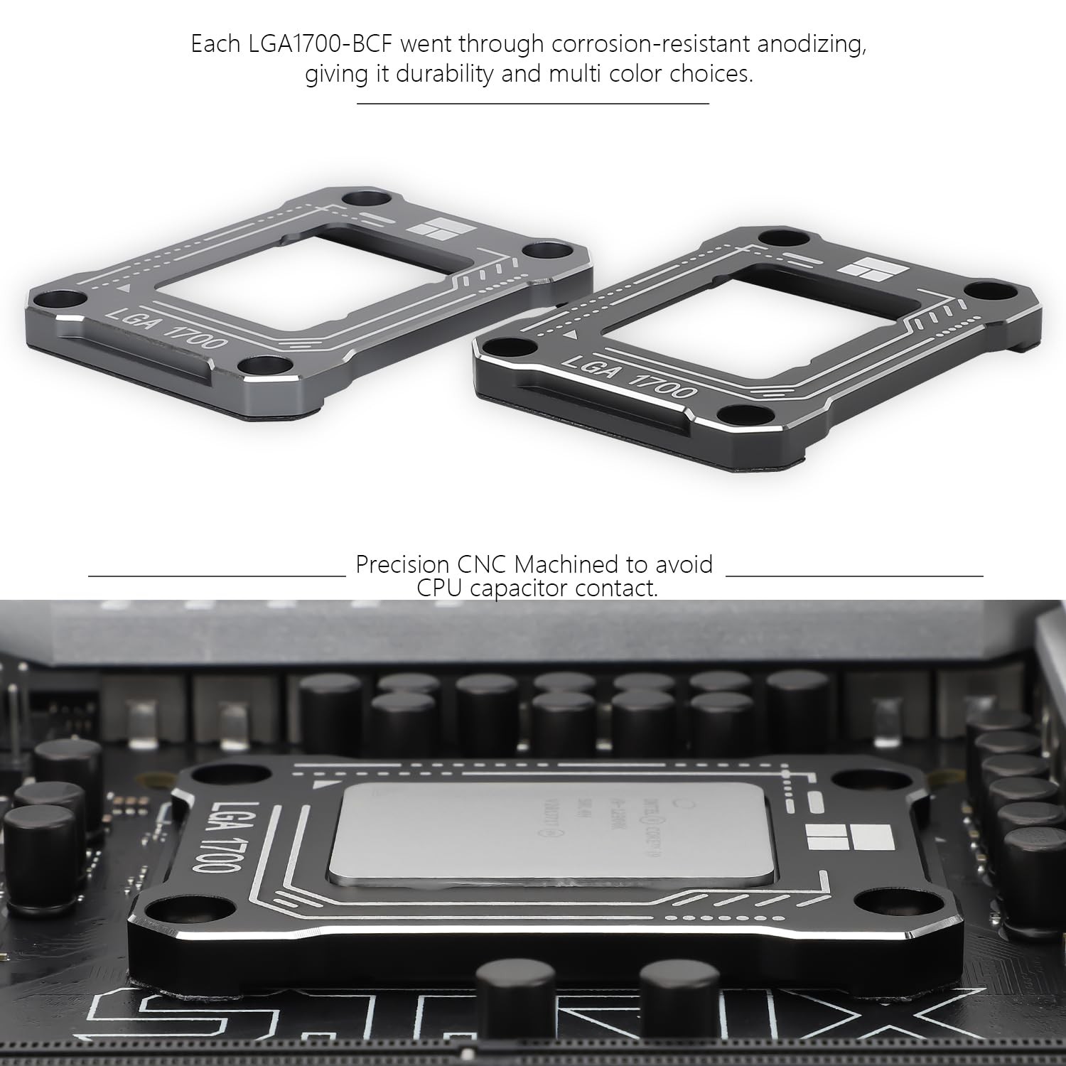 LGA1700-BCF CPU Contact Frame, Intel 12/13/14 Gen Anti-Bending Fastener, Black