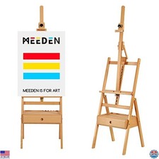 MEEDEN Adjustable H-Frame Easel, Solid Beech Wood, Storage Drawer, 37" Canvas