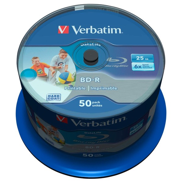 1X50 Verbatim BD-R Blu-Ray 25GB 6X Speed Dl Wide Printable Cb Dvd Blu-Ray 12Cm-image