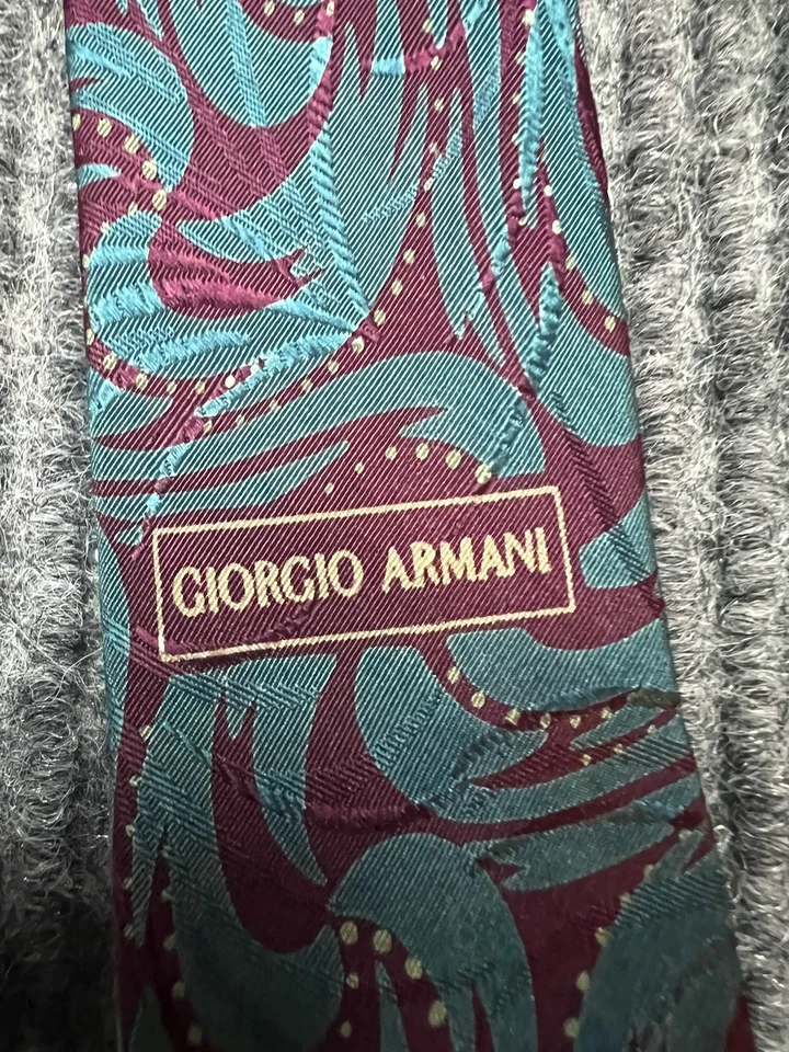 "Corbata de Colección Giorgio Armani Corbata Gris Cachemira 100% Seda Cuello 4"" 54"" Hecha en Italia 90" Foto 3 de 4