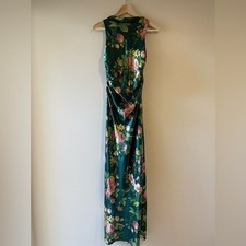 NEW Reformation Anaiis Silk Backless Long Dress Belvedere Green Floral US 2 UK 6