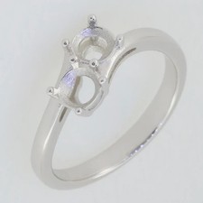 925 Sterling Silver Semi Mount Ring Setting Round RD 5x5mm 2 Stones Ring Bypass