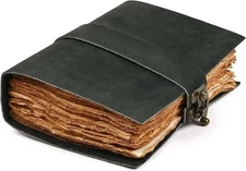LEATHER VILLAGE Leather Bound Vintage Journal for 10 inches X 7 inches, Black 