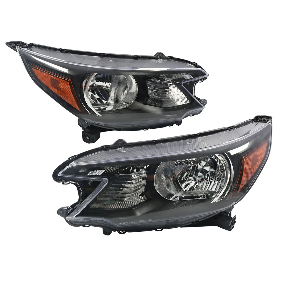 Pair Black Headlights Assembly Amber Corner Lamps For 2012-2014 Honda CR-V CRV Foto 4 de 4