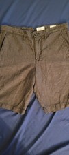 Gap Men's Gray Linen-Cotton Chino Shorts Flat Front Slash Pockets