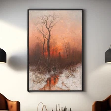 Returning Home at Sunset Canvas/Poster Wall Art - Landscape Painting Print