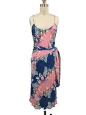 New Diane Von Furstenberg Silk Dress Womens 12 Reef Pink Blue Tropic Batik Vtg