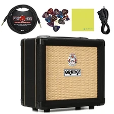 Orange Amps Crush 12-12W 1x6 Guitar Combo Amp Black Bundle w/Pig Hog Black Wo...