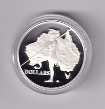 AUSTRALIAN: 1993 $5 ABORIGINE THE EXPLORERS .925 SILVER COIN IN CAPSULE #PL1819