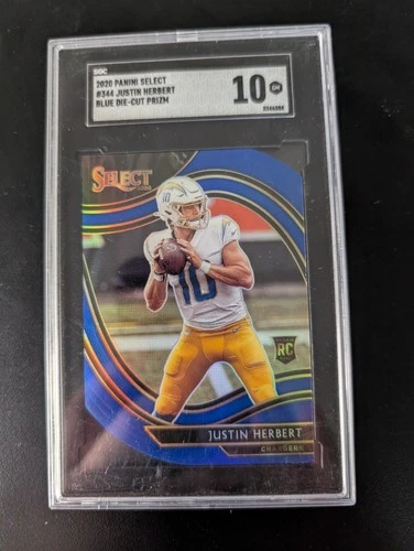 2020 Panini Select - Field Level Justin Herbert #344 Blue Prizm Die-Cut (RC)