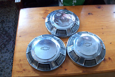 Oe Vintage Trio Of 69-76 Chevy 10.5 Inch Dog Dish Hubcaps Condition Varies