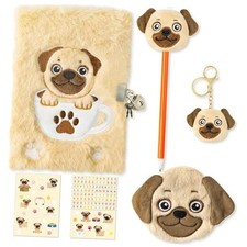 6PCS Diary with Lock and Keys for Girls Plush Secret Journal Diary Bago Dog
