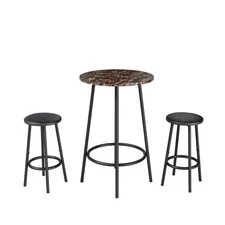 3-Piece Modern Pub Table Set with 2 Bar Stools