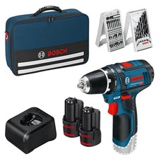 Bosch Akku-Bohrschrauber GSR 12V-15 2x Akku Set Bit Bohrer Tasche Ladegerät