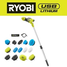 USB Lithium Telescoping Power Scrubber Kit With 2Ah Battery, Charging Cable, And