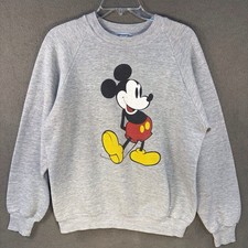 Vintage 80s Mickey Mouse Sweatshirt Adult L Gray Disney Character Fashions USA