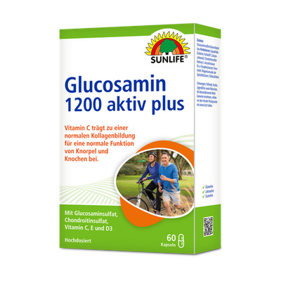 SUNLIFE  Glucosamin 1200 aktiv plus Kapseln 60 Stk Knorpel Knochen Regeneration