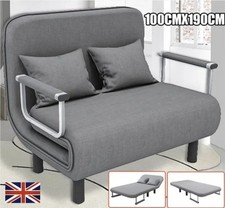 Sofabed Grey Fabric Convertible Click Clack Recliner Futon Couch Folding Bed UK 