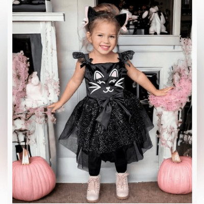 Amazon Black Cat Costume with Pink Details Size 12