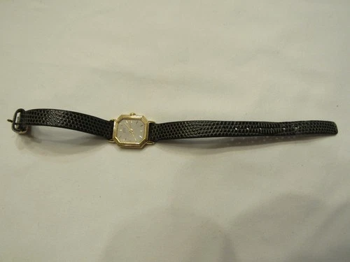 Seiko Tank Watch Women's 16mm Gray Dial Gold Tone Octagon 2C21-5279