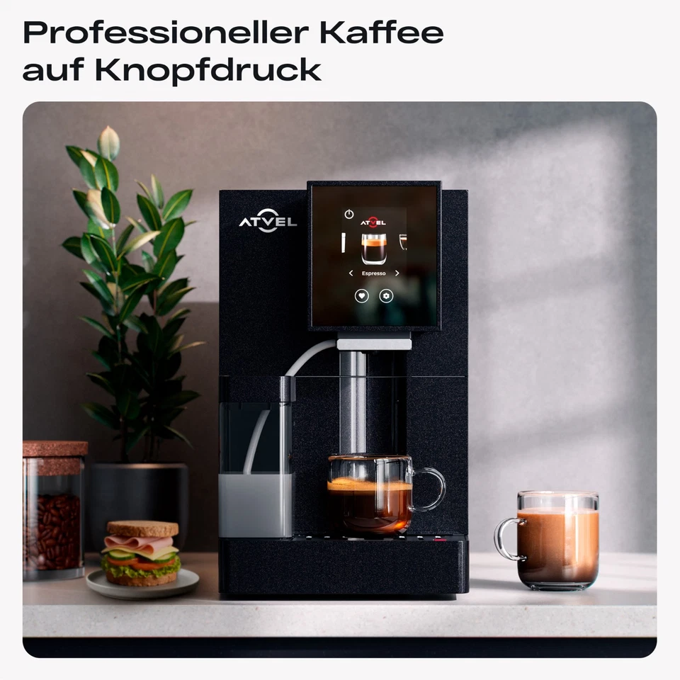 Kaffeevollautomat ATVEL A6 | 7 Rezepte, 300 ml, 1,2 L, 19 bar | kompakt, grau - Bild 3 von 4
