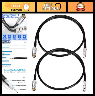 75-Ohm BNC Female to HDBNC Male Cable 3G/6G/12G-SDI for Video Monitors & Switche