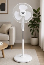 16” Electric Pedestal Fan 3 Blade Adjustable Height 3 Speed White