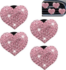 4PCS Bling Heart Air Vent Clips, Car Air Fresheners Vents Clips, Crystal Rhinest
