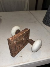 Antique Mortise Door Lock with White Porcelain Doorknobs , Measures 4.2 By 3.2