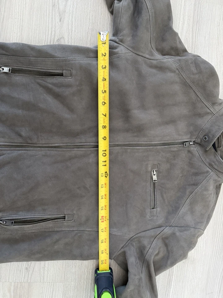 Chaqueta de Corredor Selected Homme Gris Imitación Gamuza Hombres Mediana Cremallera Completa Foto 4 de 4