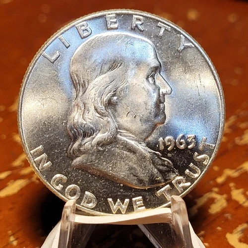 Choice Unc 1963-D 90% Silver Franklin Half Dollar BU