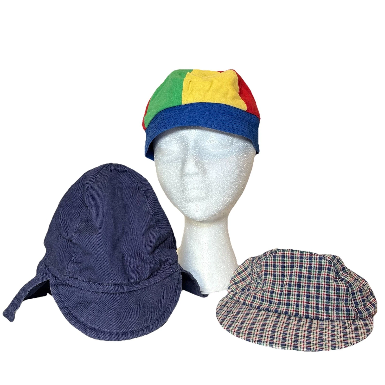 Lot 3 VTG Toddler Hats ABG Sun Flap Plaid Cotton Cap 24M Multicolor Cycling Cap
Opens in a new windo