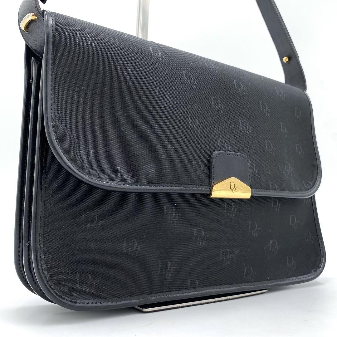 Christian Dior Trotter Black Leather 2-Way Shoulder Handbag New