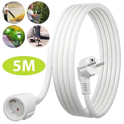 Verlängerungskabel Winkelstecker Flachstecker Strom Kabel Verlängerung 5m 4000W