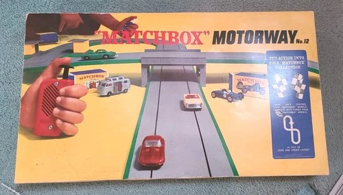 Vintage Matchbox Motorway Slot Car Track Set No 12 1967 W Box Packaging Two Cars
