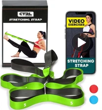 Stretching Strap with Loops - Non Elastic Stretch Band for Physical Therapy Y...