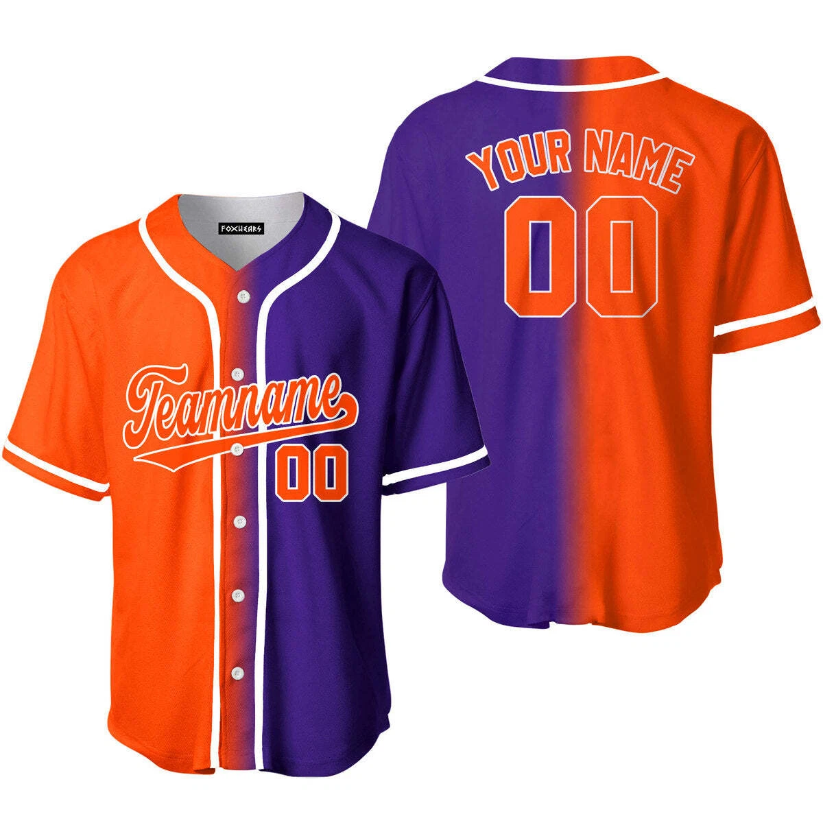 Custom Purple White Orange Fade Fashion Baseball Jerseys For Men Women JN11891
