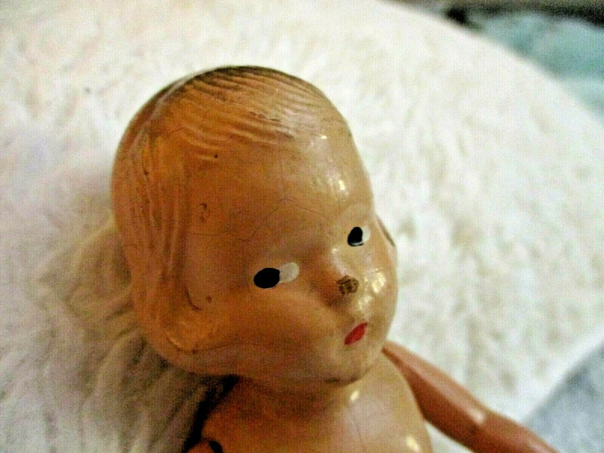 Antique Frozen Charlotte 6 1 2 Poup e 1920 s Composition Super Rare Hard 2 T