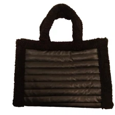 Think Royln Black Aspen Tote Bag Crossbody Sherpa Vegan